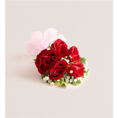 Red Spray Corsage-Light Pink Bow